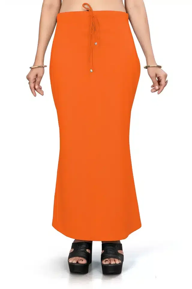 Lycra Solid Saree Petticoat for Women (Orange, L)
