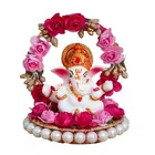 Metal Decorative Ganpati Haldi Kumkum Stand with 2 Roli Chawal Holder, Multicolor
