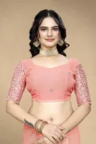 Silk Woven Design Saree for Women, Peach 