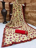 कानूड़ा फैंसी विमेंस जॉर्जेट फ्लावर प्रिंटेड साड़ी 