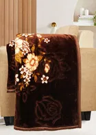 Alaqsa Printed Mink Double Blanket 2kg 90x90in Brown Floral