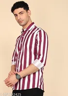 Cotton Striped Shirts for Men, Maroon 