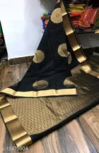 Litchi Silk Zari Woven Saree for Women, Black 