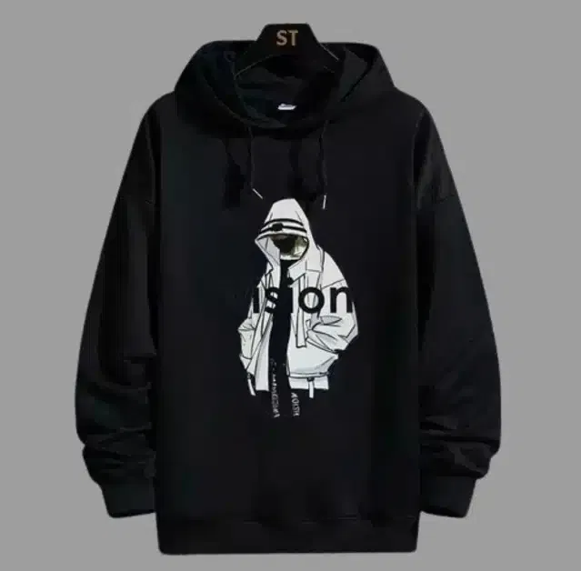 Full Sleeves Hooded Sweatshirt for Men (Black, XL)
