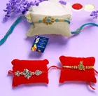 Metal 3 Pcs Rakhi with Greeting Card & Roli 