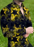 Lycra Printed Shirt For Men, Yellow 