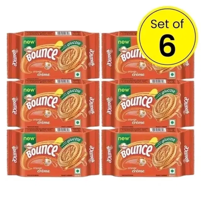 सनफीस्ट बाउंस ऑरेंज क्रीम बिस्किट्स 6X56 g (सेट ऑफ 6)