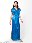 Satin Soft & Attractive Nightdress for Women & Girls , Blue 
