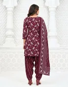Floral Crepe Punjabi Suit Material for Women 