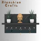 Wooden Double Layer Wall Shelves For Home, Black