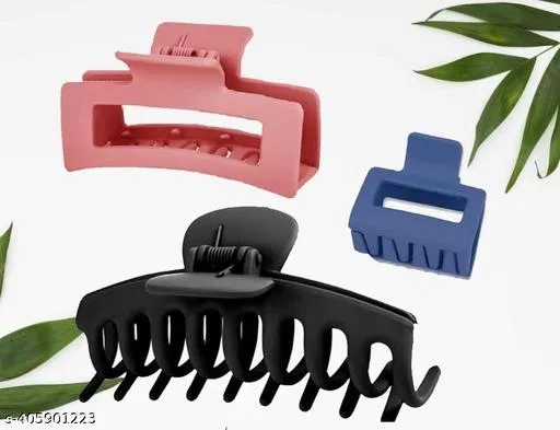 Plastic Hair Clutcher for Women & Girls (Multicolor, Pack of 3)
