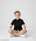 Solid Cotton Blend Short Sleeve Polo for Boys 