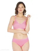 Cotton Blend Solid Lingerie Set for Women 