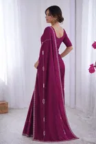 Bollywood Satin Embroidered Saree for Women 