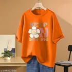 Cotton Blend Printed T-shirt for Women, Orange 