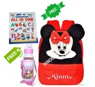 Combo of Fabric School Bag, Water Bottle with All in One Book for Kids 