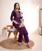 Jacquard Embroidered Kurta with Pant for Women 