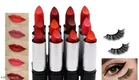 Lipsticks with 1 Set Eyelashes for Women (Multicolor, Set of 13)