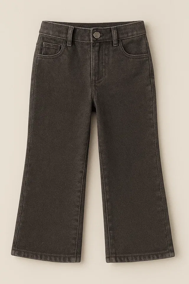 Wide Bottom fit  Jeans for Girls (Brown, 10-12 Years)