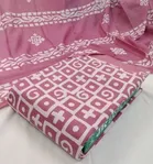 Cotton Printed Unstitched Suit Fabric (Pink, 2.4 m)