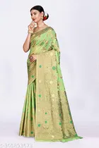 Linen Zari Woven Saree for Women 