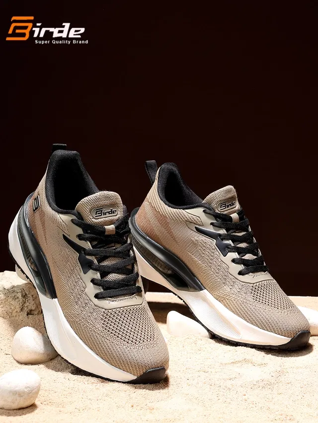 Flying Knitt Sports Shoes for Men (Beige, 9)