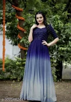 Floral Embroidered A-Line Maxi Gown for Women 