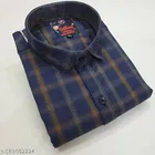 Cotton Blend Checked Shirt for Men, Brown 