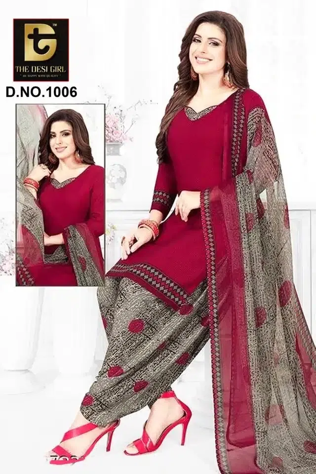 Synthetic Unstitched Dress Material for Women & Girls (Maroon)