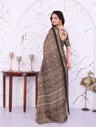 Dola Silk Printed Saree for Women, Brown 