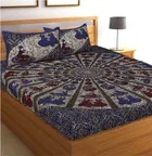 Sanganeri Jaipuri Traditional Printed Double Bed Sheet with 2 Pillow Covers 