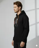 Fleece Printed Hoodie for Men ,Black 