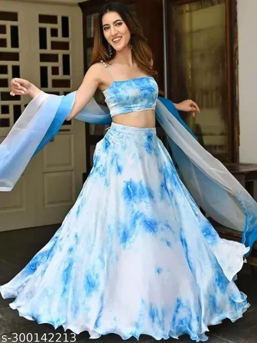 Lehenga Choli for Women (White, Semi Stitched)