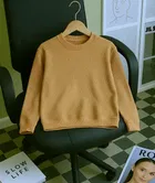 Cotton Blend Solid Sweatshirt for Men, Brown 