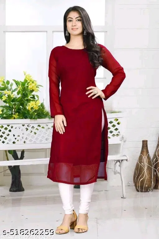 Georgette kurti for Women,  Maroon  (S)