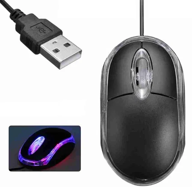 Mini Wired Optical Mouse for Laptop & Computer (Black)