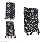 Chiffon Scarves for Women, Black, Pack of 3