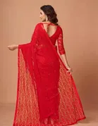 Net Solid Saree for Women 