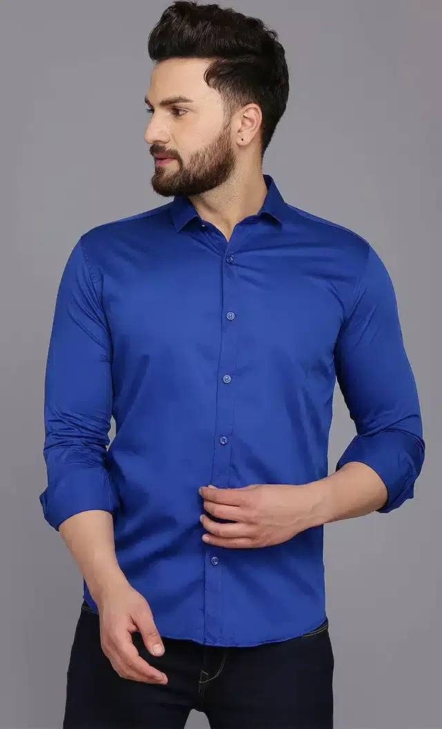 Casual Shirt for Men (Royal Blue, M)