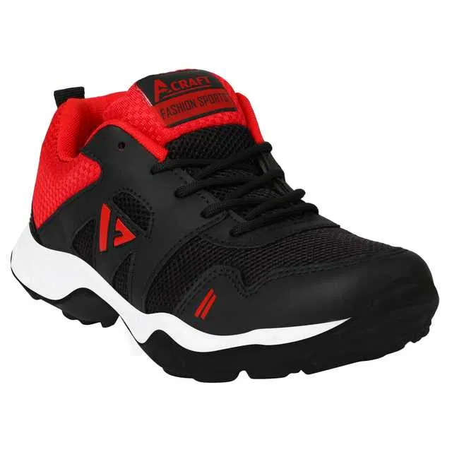 Men's Running Shoes (Black & Red, 8) (V-218)