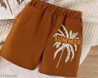 Fancy Summer Cotton Blend Clothing Set for Boys ,Cream & Brown 