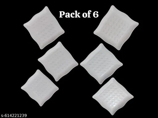 Plastic Plates for Kitchen, White, Pack of 6