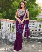 Georgette Solid Saree For Women, Purple