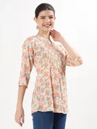 Womens Ethnic motif printed rayon short Kurti 