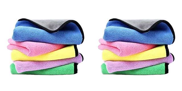 Microfiber Cleaning Cloth for Car (Multicolor, 30x40 cm) (Pack of 10)