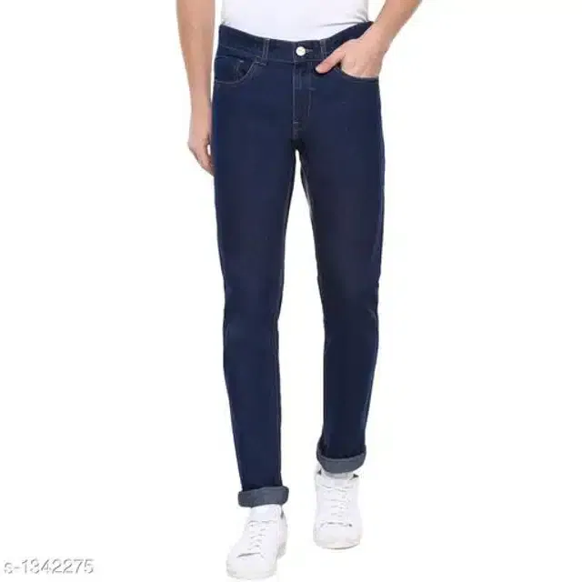 Cotton Lycra Jeans for Men (Navy Blue, 28)