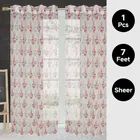 Sheer Floral Branches Printed Maroon Door Curtain 7ft Pack of 1