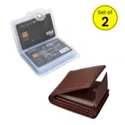 Leather Wallet and Card Holder for Men, Set of 2 (Brown)