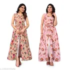 Poly Crepe Printed Kurti for Women 