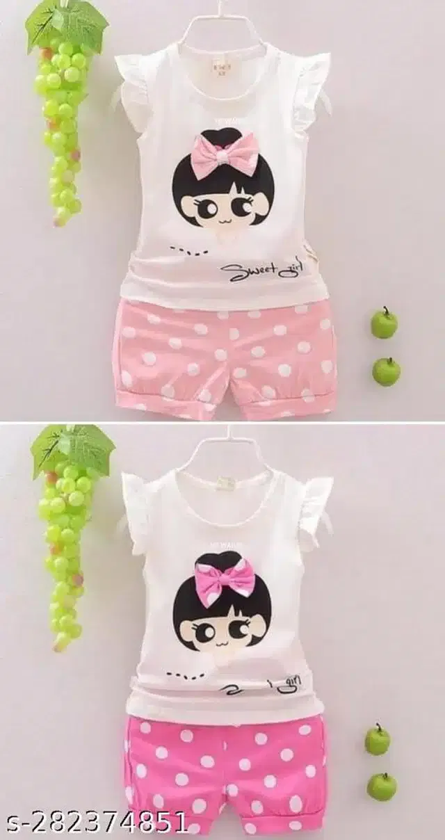 Hosiery Cotton Sleeveless Top & Bottom Clothing Set for Girls (Multicolor, 12-18 Months) (Set of 2)